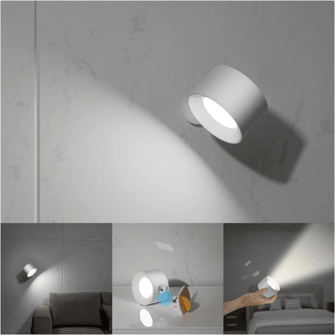 Avelena | 360° kabelloses wiederaufladbares Wandlicht | Vielseitige LED-Beleuchtungslösung