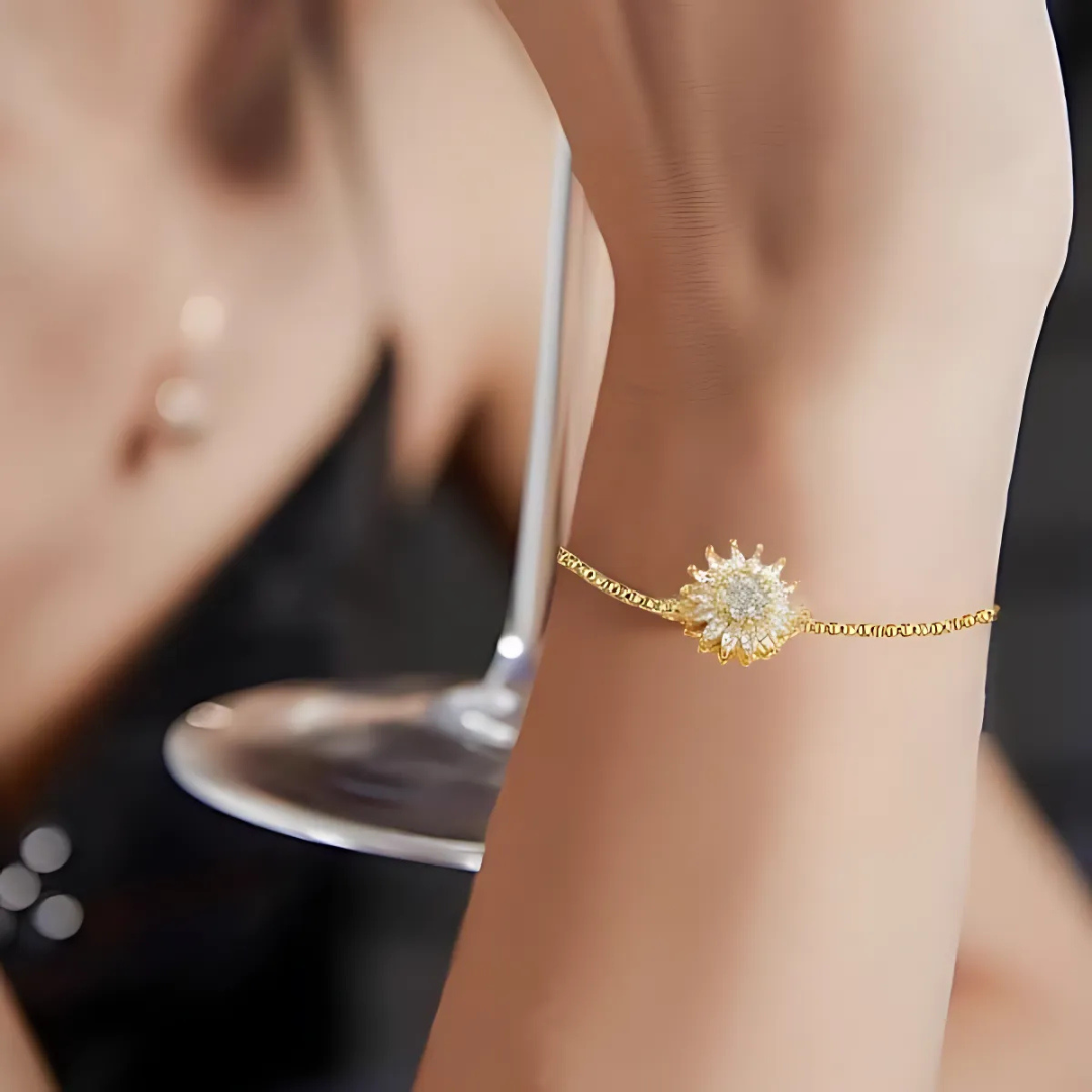 Avelena | Sonnenblumen Armband | Farbwechselnder Stimmungsstein | Symbol für Freude, Stärke & positive Energie | Geschenkidee