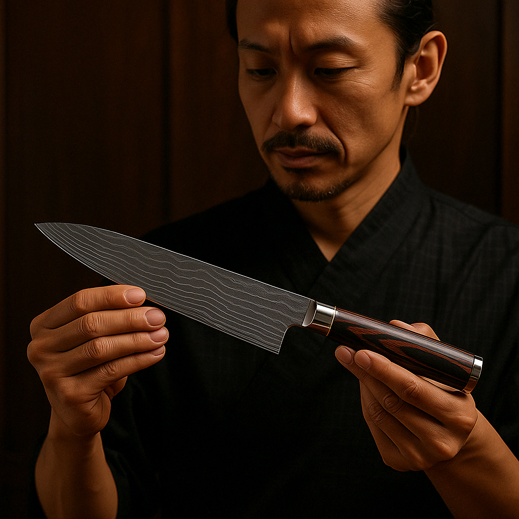 Avelena | Damaskstahl Kochmesser | 20 cm Klinge, ergonomischer Harzgriff & ideal für die Hausküche