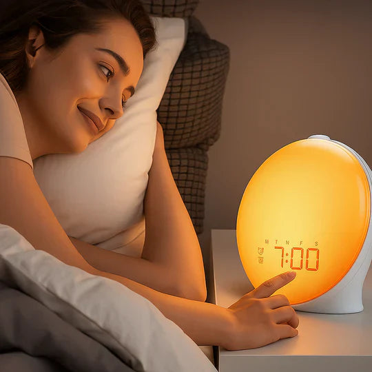 Avelena | Wake-Up Sun Lamp Clock | Gradual Sunrise Light & Customizable Sounds for Gentle Mornings