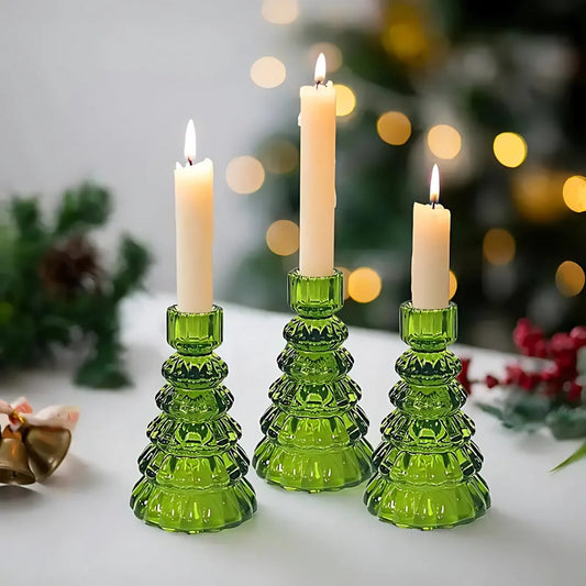 Avelena | Weihnachtsbaum Glas Kerzenhalter | 3er Set