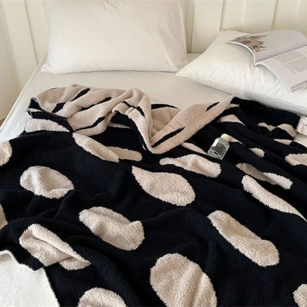 Avelena | Wendbare Polka-Dots-Fleece-Decke für Sofa und Bett