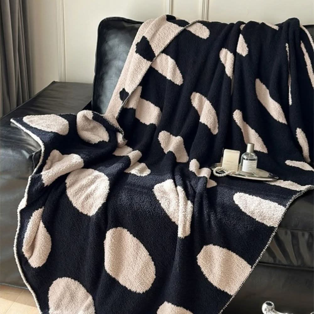 Avelena | Wendbare Polka-Dots-Fleece-Decke für Sofa und Bett