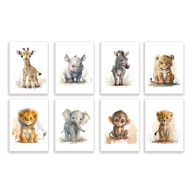 Avelena | WildWhimsy – Set aus 8 süßen Tierpostern für lebendige Räume