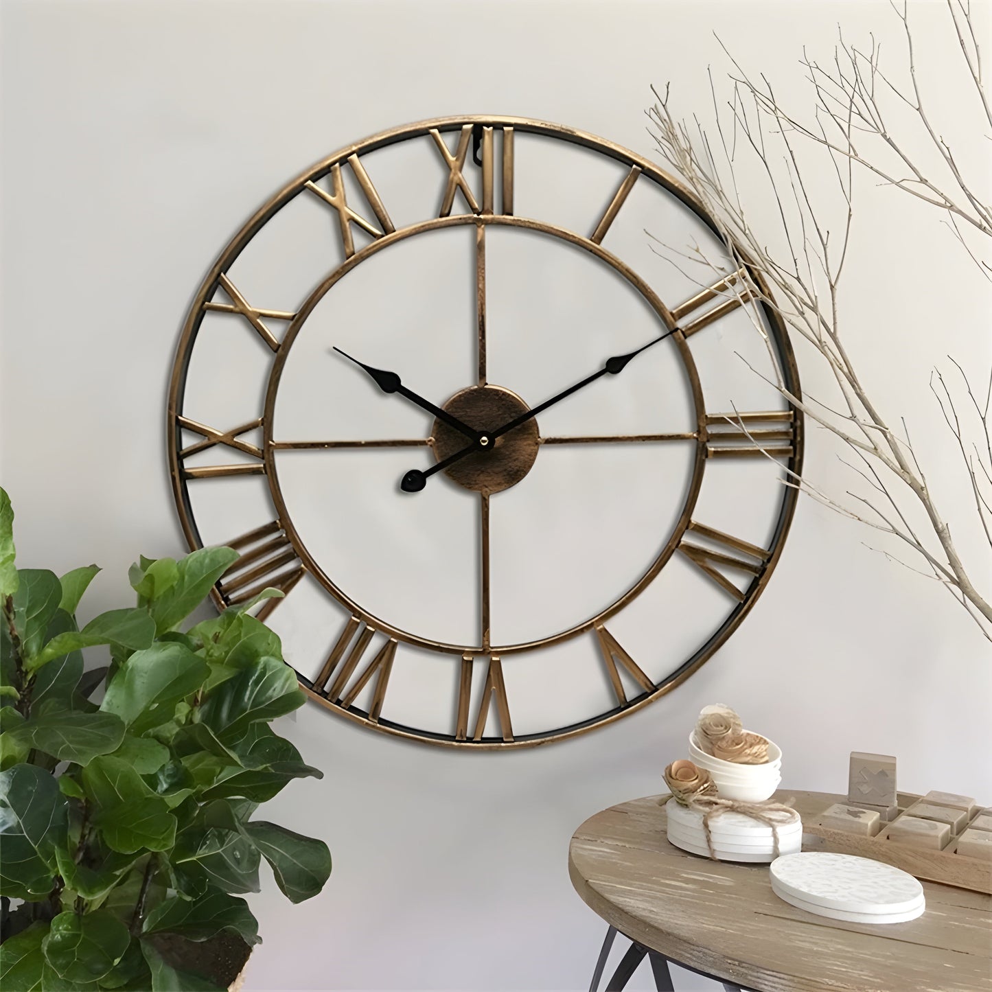 Avelena | Römische Ziffern Eisen Kunst Wand Uhr