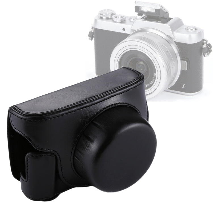 Avelena | Volledige Body Camera PU Leren Cameratas met Strap voor Panasonic Lumix GF7 / GF8 / GF9 (12-32mm / 14-42mm Lens)(Zwart)