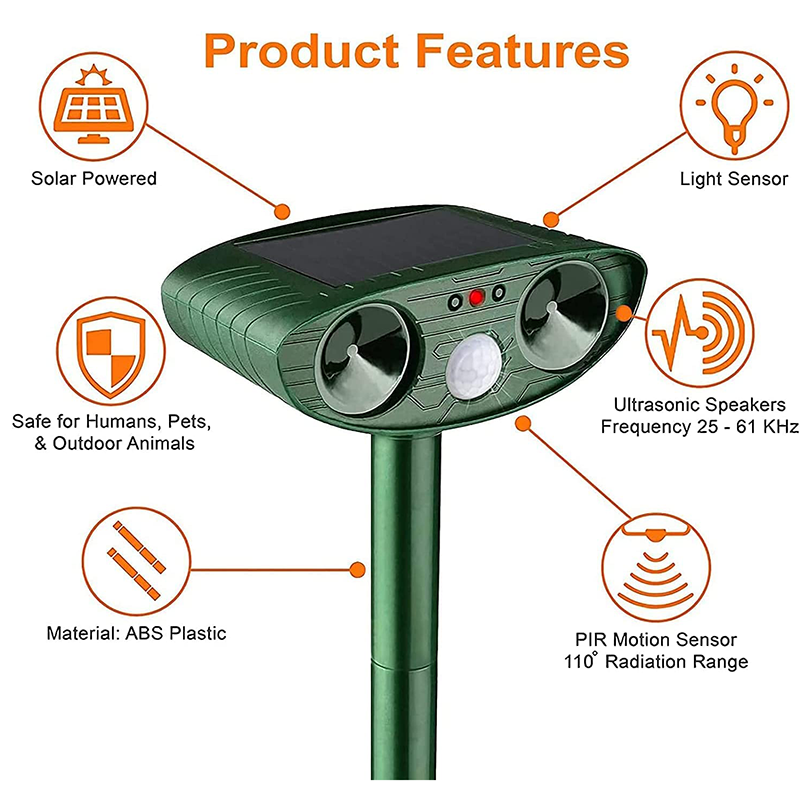 Avelena | Solar-powered ultrasonic rabbit repeller with flashing light – Effective pest control for gardens and yards