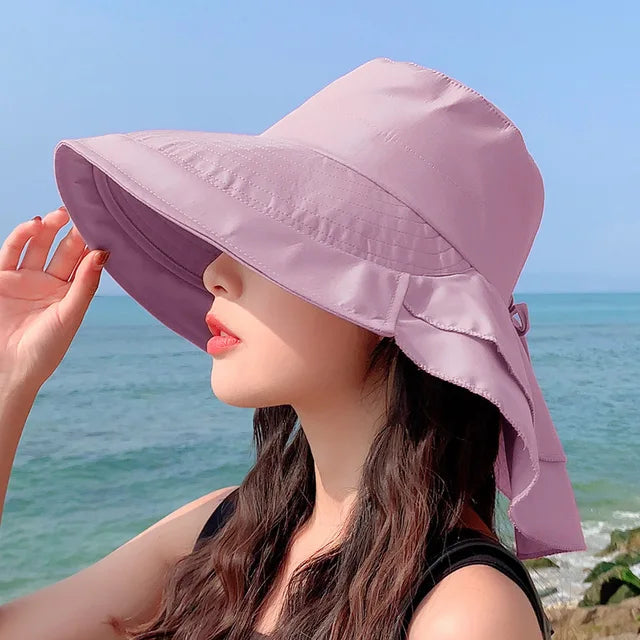 Avelena | SUNNY | Damen Sonnenhut für die Sonne | Breite Krempe UV Nackenschutz | Solar Strandhut Frau