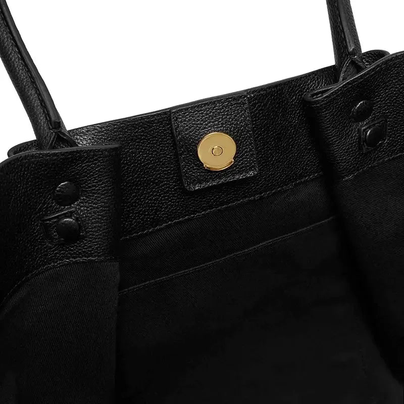 Avelena | Tassa Luxus Oversized Schultertasche mit goldener Verschluss - Elegante Minimalistische Tote für Frauen