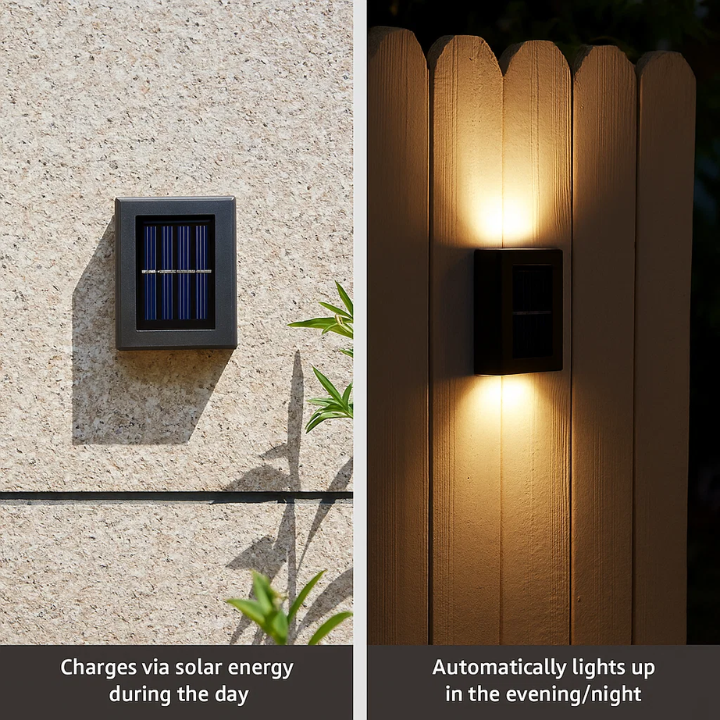 Avelena | Solar-powered LED wall lights | Weatherproof, Automatic operation & Ideal for garden and driveway lighting