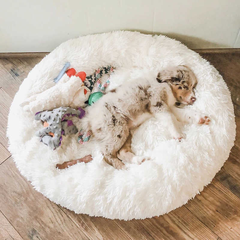 Avelena | Runder Plüsch Beruhigender Donut Hundebett für kleine bis große Hunde