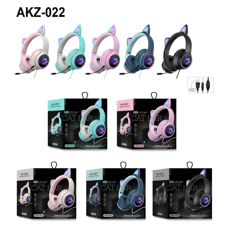 Avelena | AKZ-022 USB + 3.5mm Port Katzenohr Design Faltbares LED Headset mit Mikrofon (Schwarz)