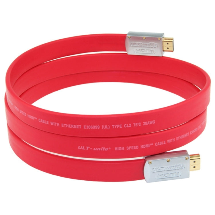 Avelena | ULT-unite 4K Ultra HD vergoldetes HDMI zu HDMI Flachkabel, Kabellänge: 8m (Rot)