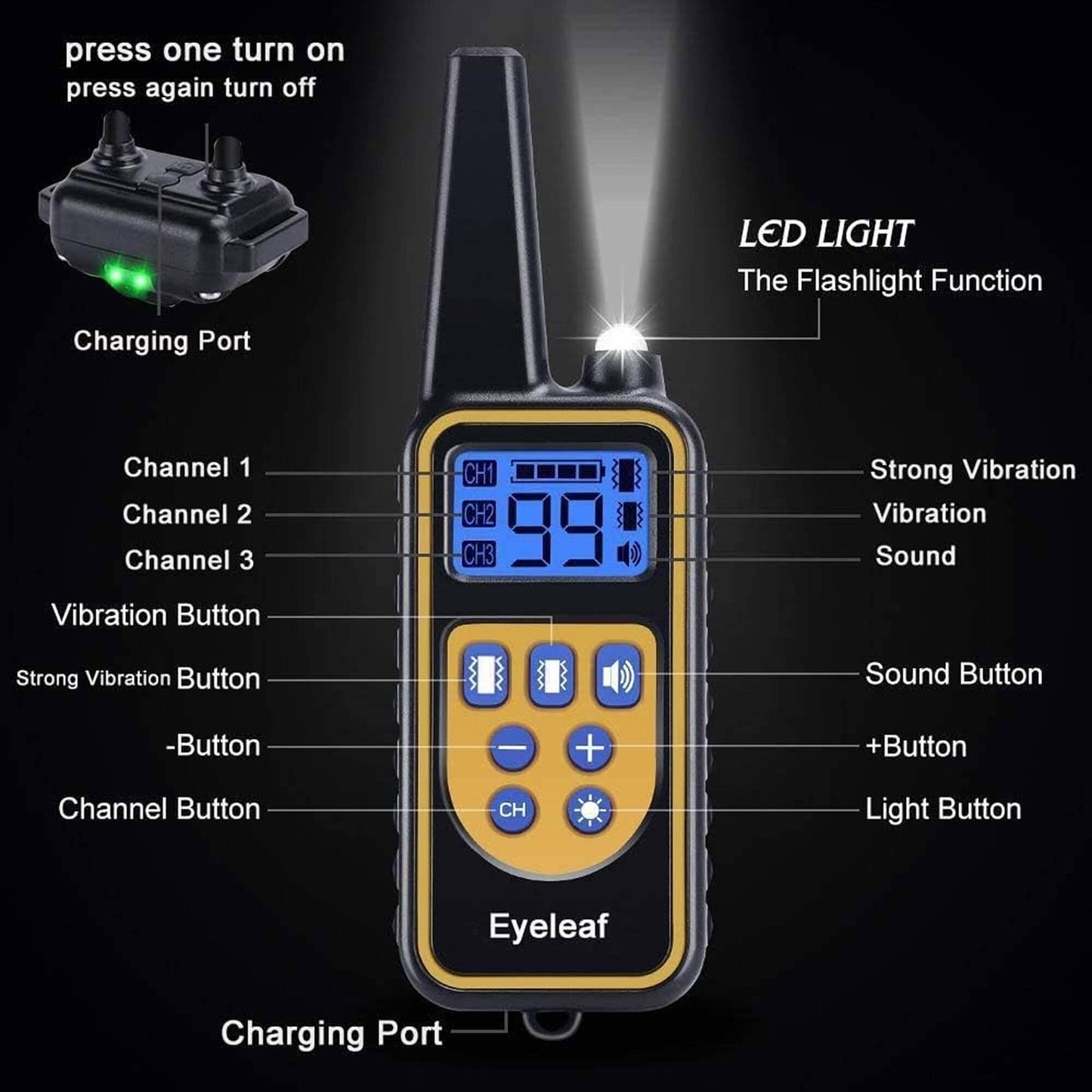 Avelena | 800M wiederaufladbares elektronisches Hundetraining-Halsband | wasserdicht, Fernbedienung & ideal für effektives Hundetraining