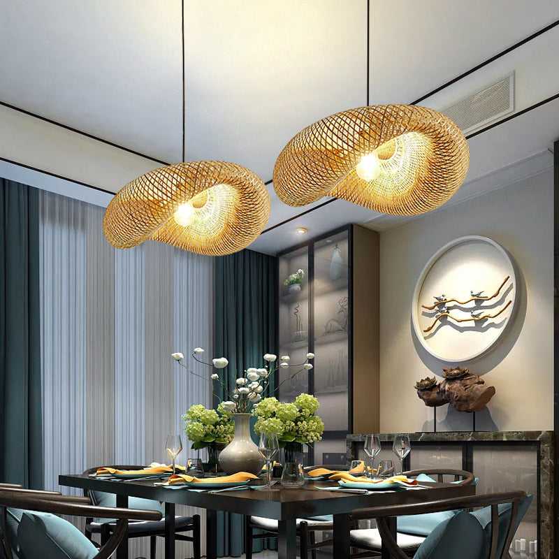 Avelena | Rattan Gewebtes Bambus -Pendellicht - Led - Licht