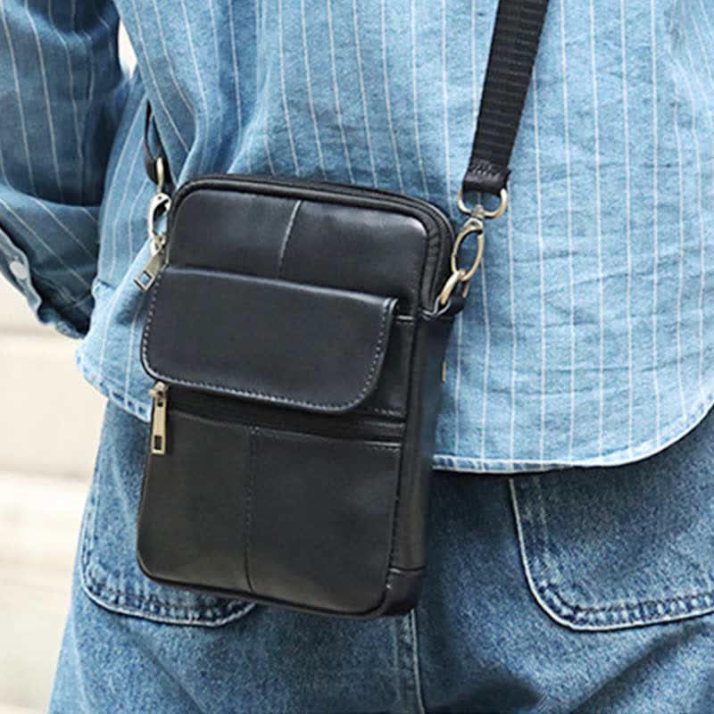 Avelena | Herren Kleine Echtleder Schultertasche – Kompakte Umhängetasche mit verstellbarem Riemen