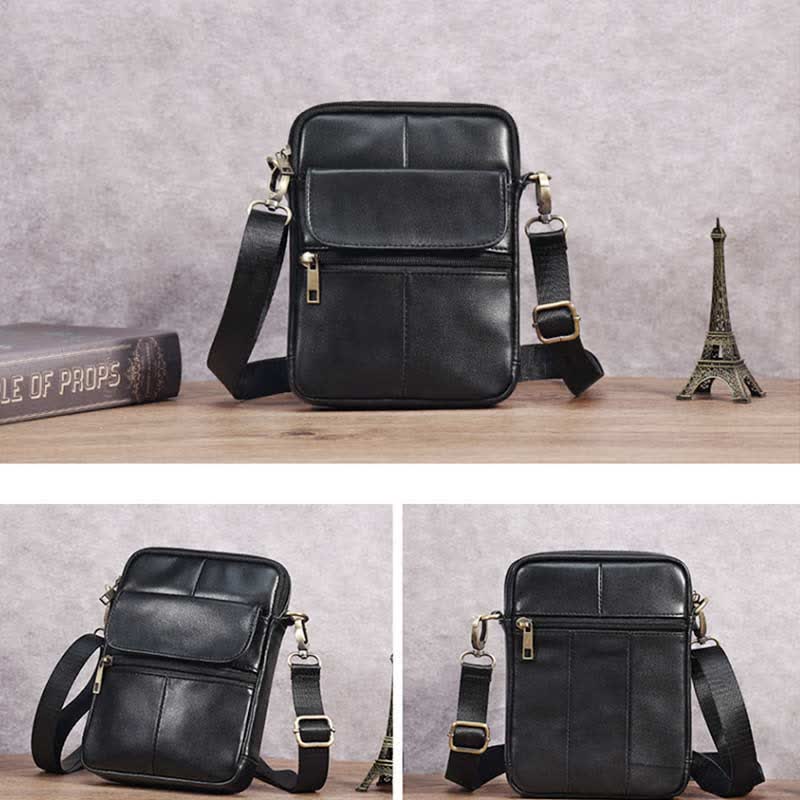 Avelena | Herren Kleine Echtleder Schultertasche – Kompakte Umhängetasche mit verstellbarem Riemen