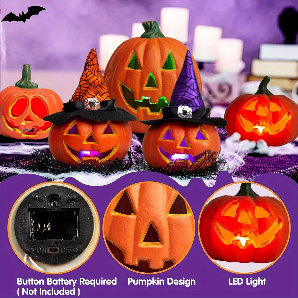 Avelena | Spooky Jack O’Lantern Set – Leuchtendes Batteriebetriebenes Halloween Kürbis Deko