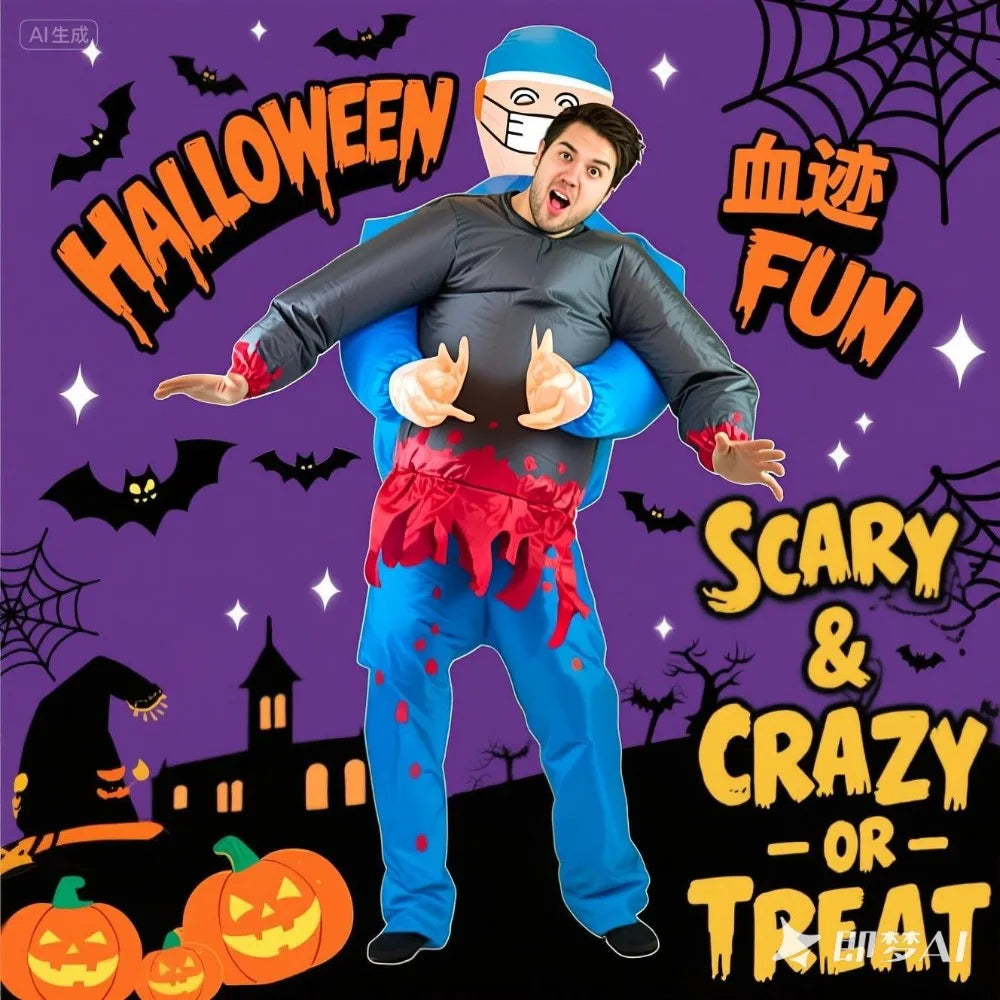 Avelena | Aufblasbares Halloween-Chirurgenkostüm mit Geist – Lustiges & Gruseliges Erwachsenen-Kostüm
