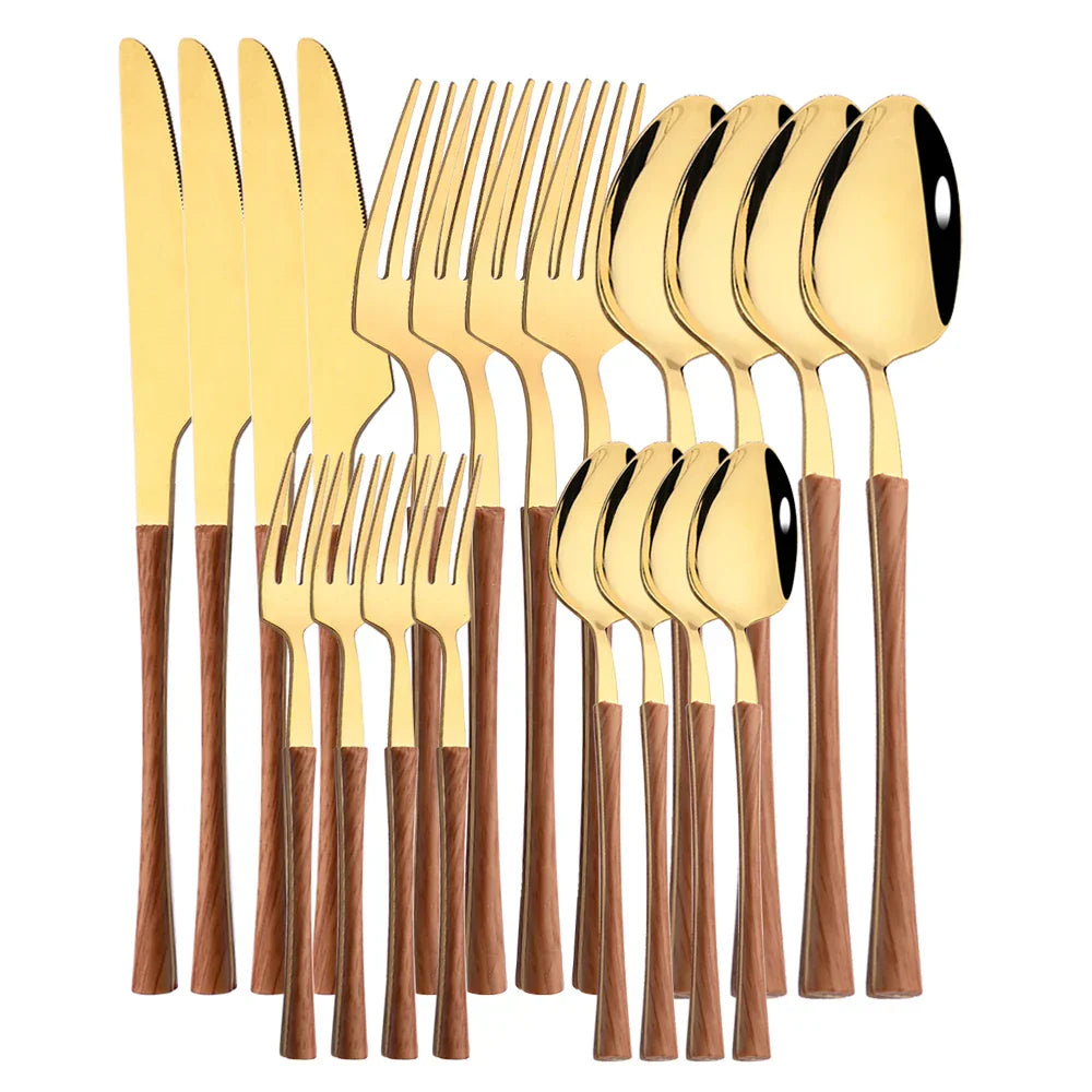 Avelena | RusticDining | Edelstahl-Besteck mit Holzgriffen