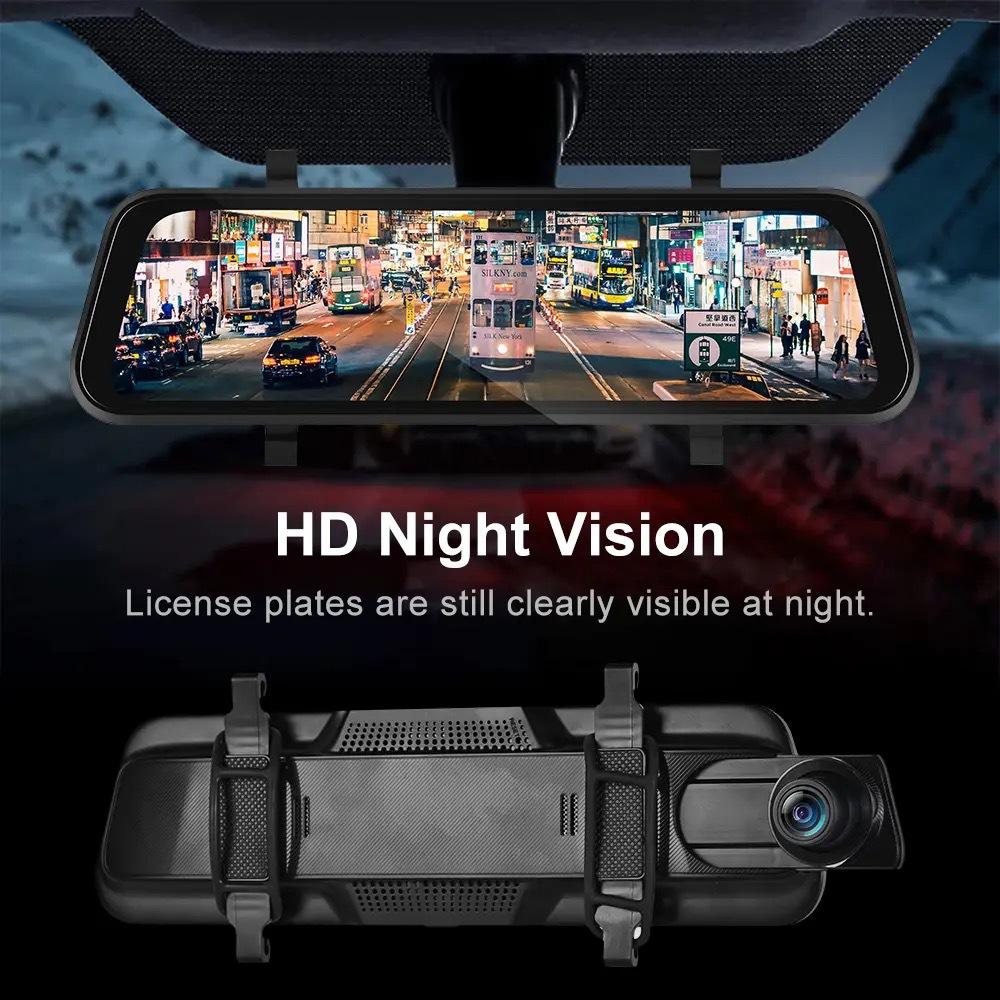Avelena | VisionMirror Pro – Ultra HD Spiegel Dash Cam mit kabellosem CarPlay & Android Auto