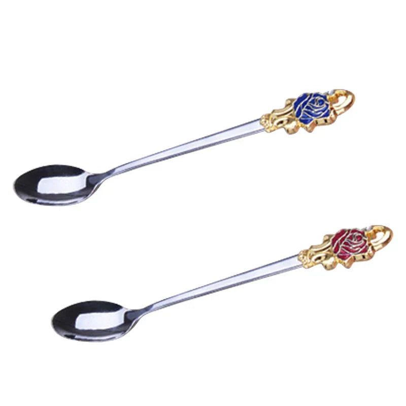 Avelena | Handgefertigte Emaille Kaffeetassen Rosen-Glas Teetasse mit Stahllöffel Luxus Einzigartige Geschenke für Hochzeit Valentinstag Geburtstagsgeschenke