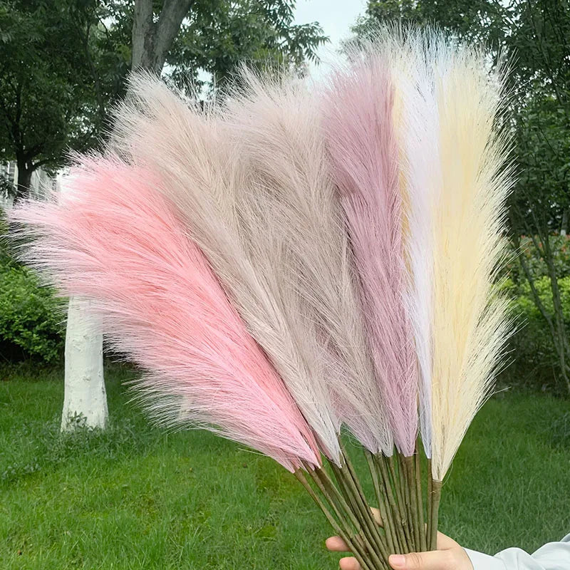 Avelena | 5 Stück 100 cm Künstliches Pampasgras Trockenrohr Blumenstrauß Hochzeitsfeier Dekoration Zuhause Raum DIY Künstliche Pflanzen Dekorationsbedarf