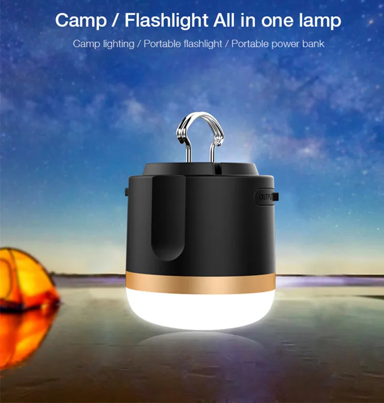 Avelena | Tragbare LED Campinglampe mit Powerbank – Wiederaufladbar, USB-Anschluss, für Outdoor & Notfälle