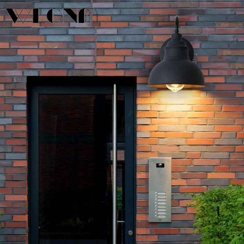 Avelena | Wasserdichte Retro Außen Garten Veranda Wandlampe: Vintage Eisen Wandleuchte für Gang, Treppe, Innenhof, Balkon, Villa