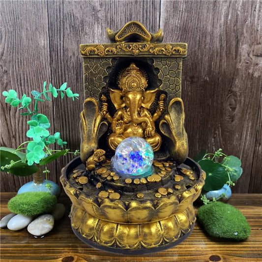 Avelena | Atemberaubende Ganesha-Statue mit LED-Innen-Wasserquelle