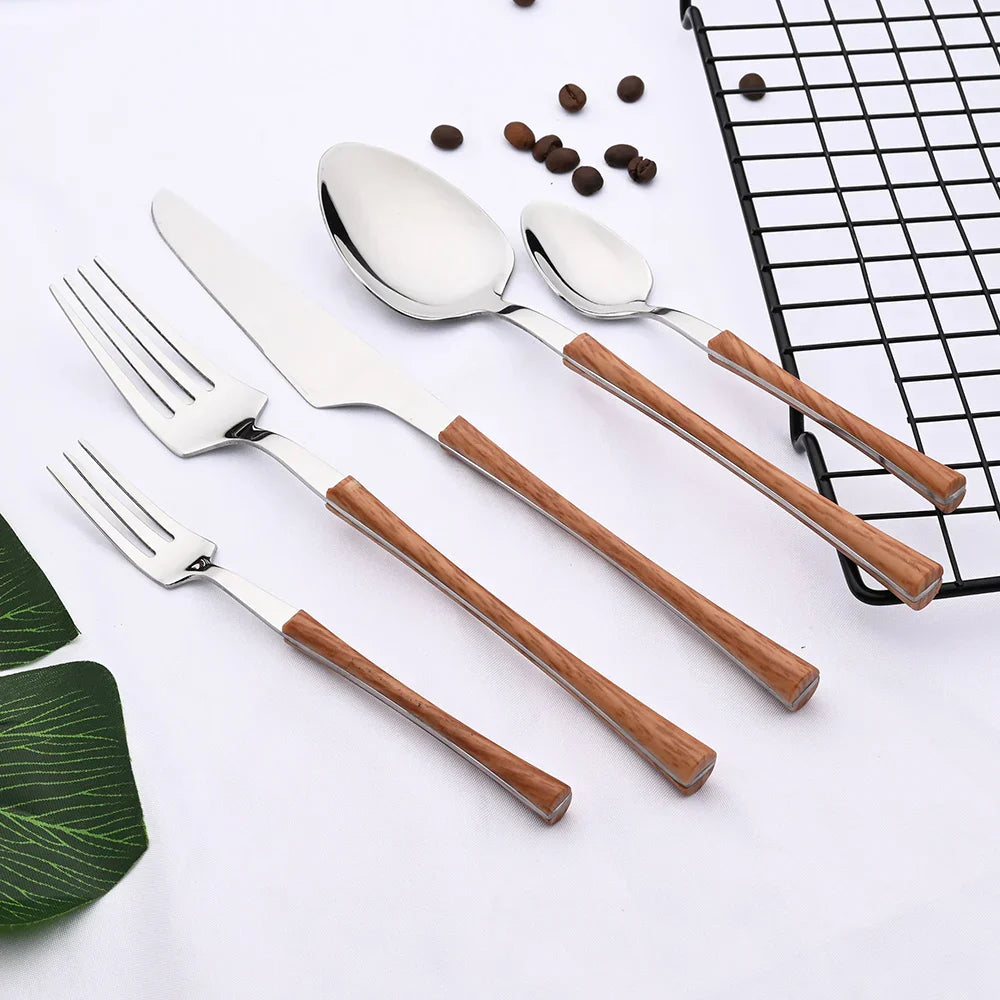 Avelena | RusticDining | Edelstahl-Besteck mit Holzgriffen