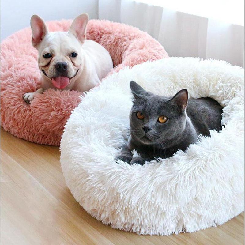 Avelena | Runder Plüsch Beruhigender Donut Hundebett für kleine bis große Hunde