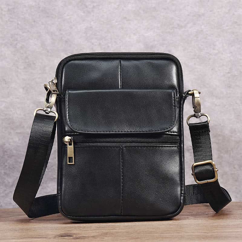Avelena | Herren Kleine Echtleder Schultertasche – Kompakte Umhängetasche mit verstellbarem Riemen