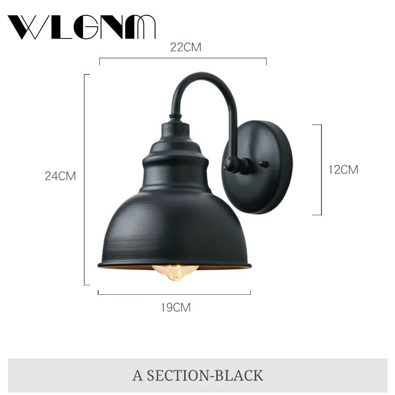 Avelena | Wasserdichte Retro Außen Garten Veranda Wandlampe: Vintage Eisen Wandleuchte für Gang, Treppe, Innenhof, Balkon, Villa
