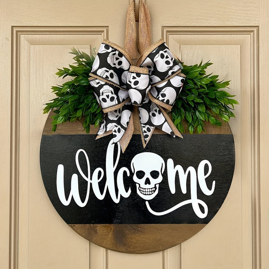 Avelena | Spooky Skull Wreath – Rustikale Halloween Eingangsschild