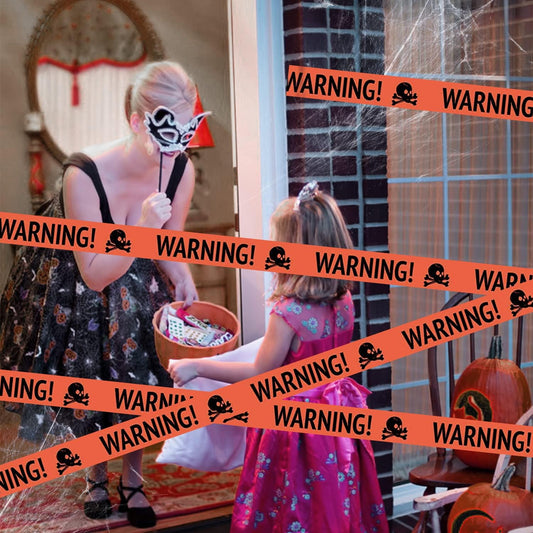 Avelena | Spooky Halloween Schädelsbanner – Plastik Warnband Dekoration