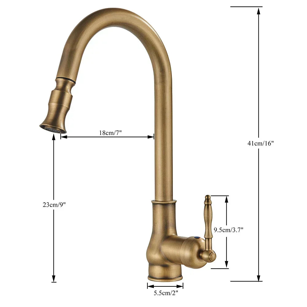 Avelena | VintageTap Antiks Messing Küchentechnik – Retro Stil Mischbatterie mit schwenkbarem Auslauf