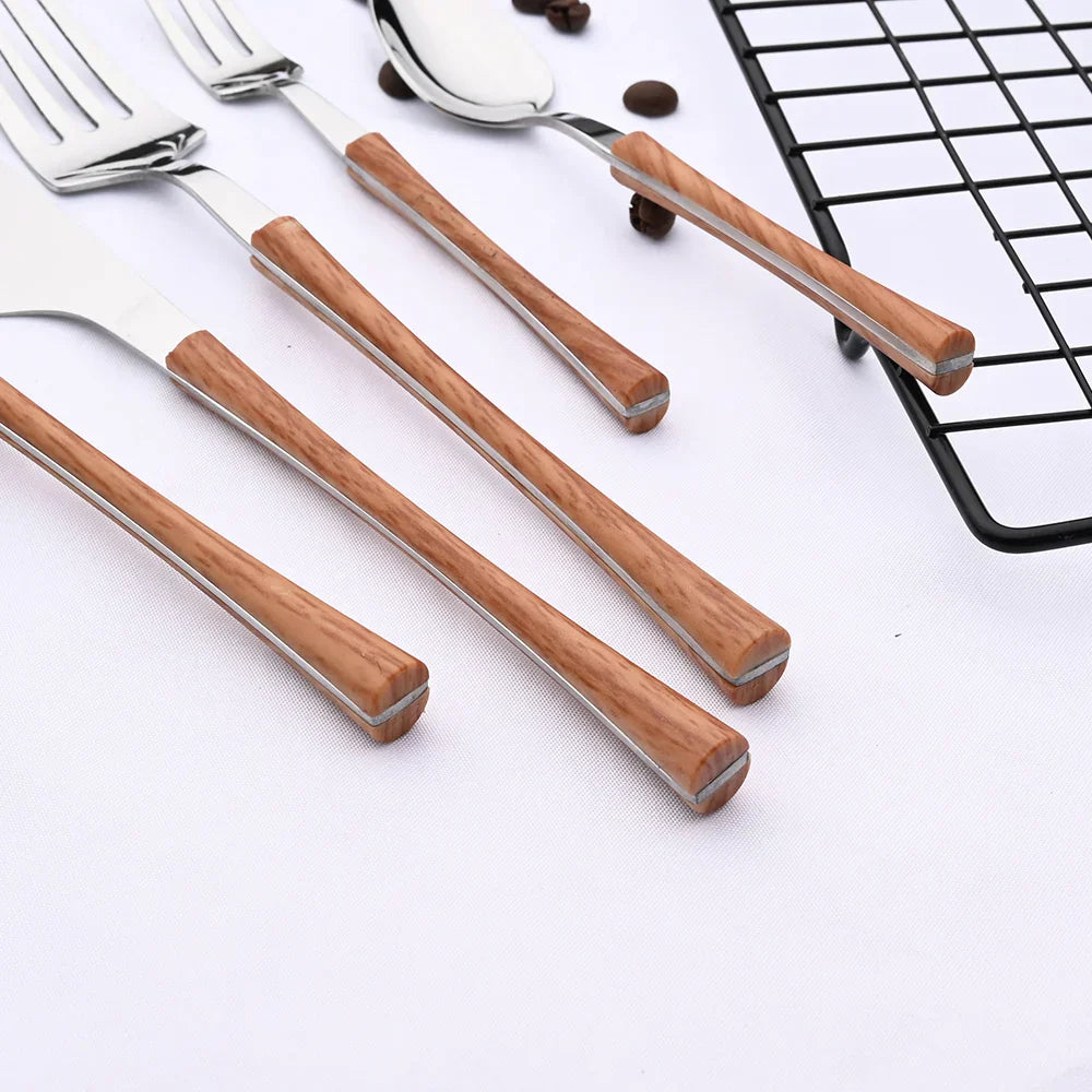 Avelena | RusticDining | Edelstahl-Besteck mit Holzgriffen