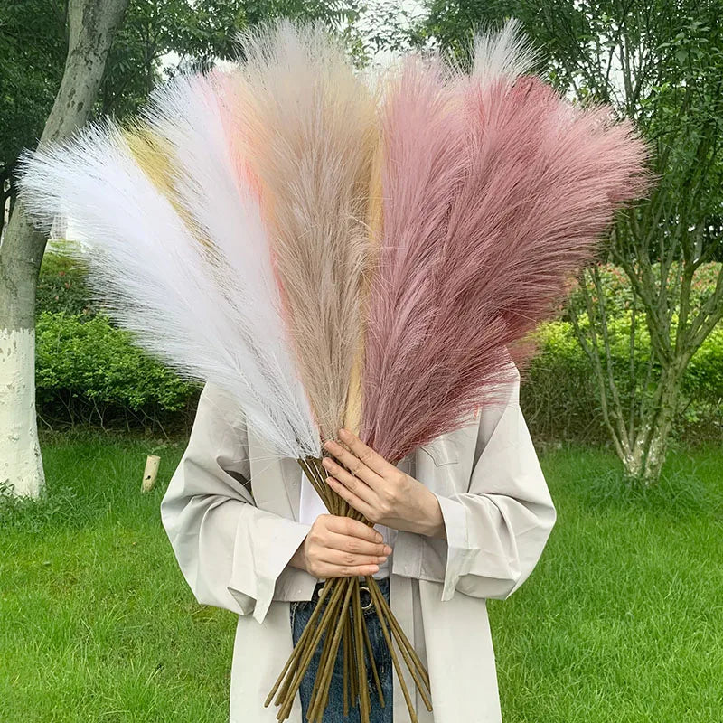 Avelena | 5 Stück 100 cm Künstliches Pampasgras Trockenrohr Blumenstrauß Hochzeitsfeier Dekoration Zuhause Raum DIY Künstliche Pflanzen Dekorationsbedarf