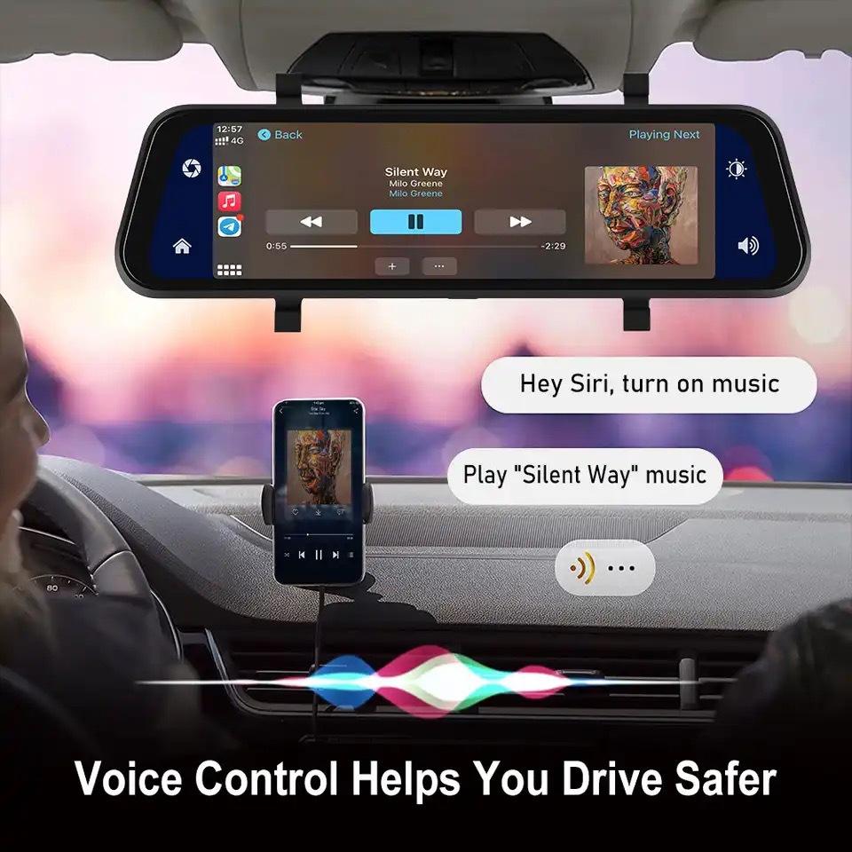 Avelena | VisionMirror Pro – Ultra HD Spiegel Dash Cam mit kabellosem CarPlay & Android Auto