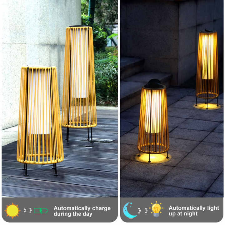 Avelena | Solar LED Rattan-Laterne – Große Außenbeleuchtung im Oval-Design für Garten und Terrasse