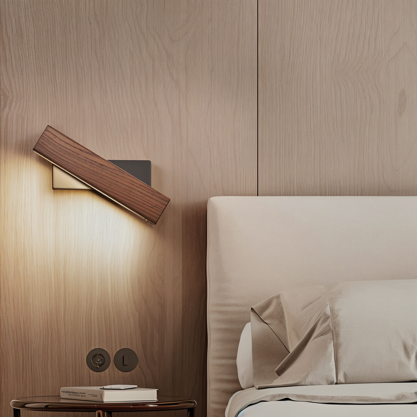 Avelena | TwistLED Wandlampe - 360° drehbare rechteckige LED-Wandlampe aus Holz