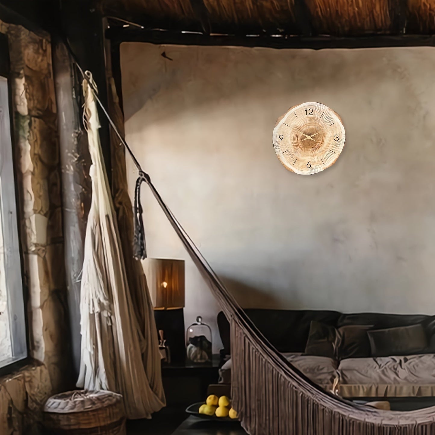 Avelena | Stille Holz Wanduhr mit natürlicher Holztextur