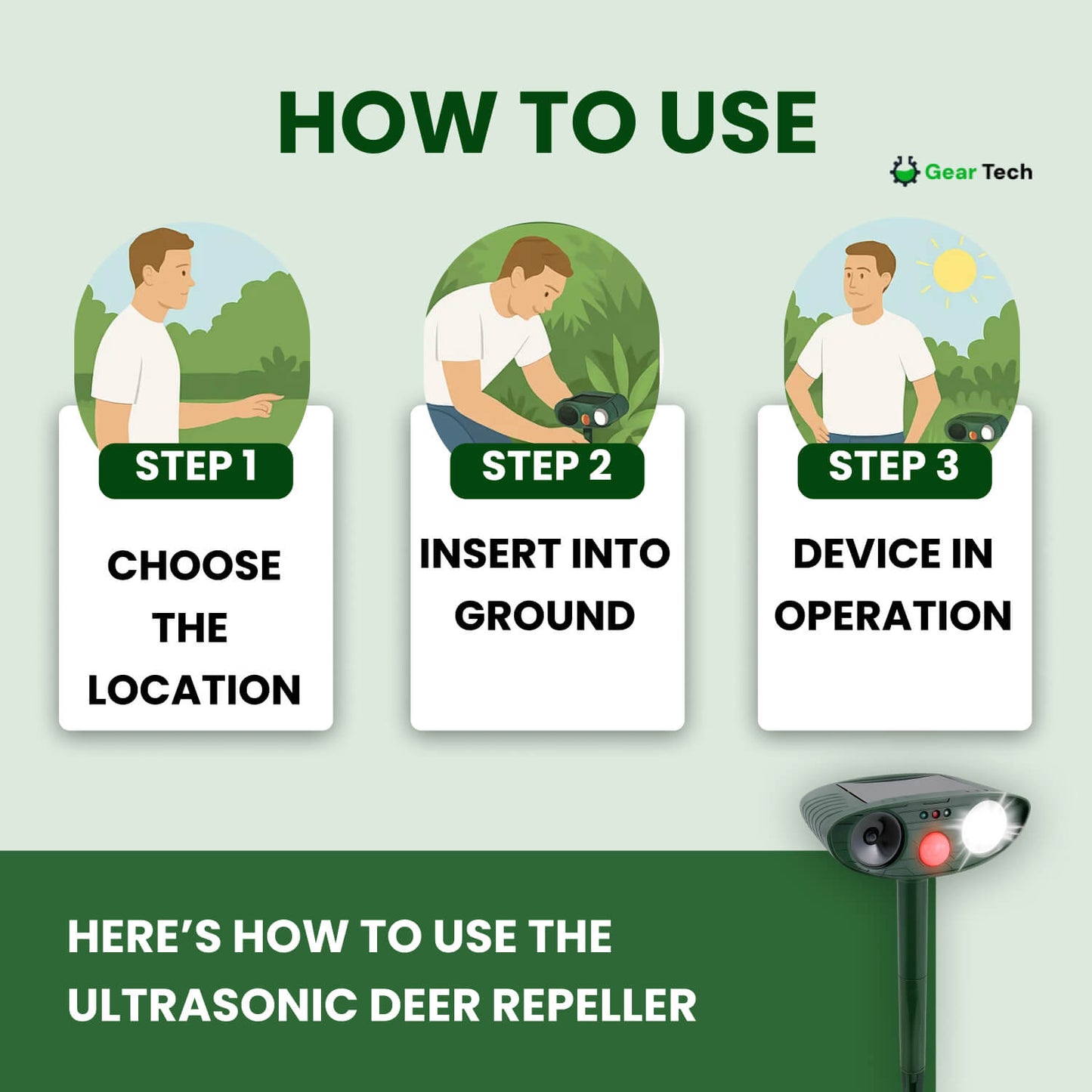 Avelena | Solar-powered ultrasound deer repeller - Effective deer deterrent for gardens and caverns in 48 hours