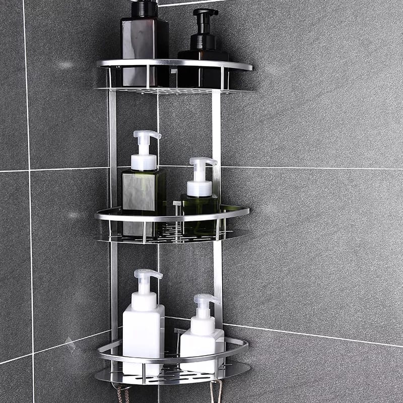 Avelena | 3-Lagen Raumaluminium Badezimmer-Eckregal