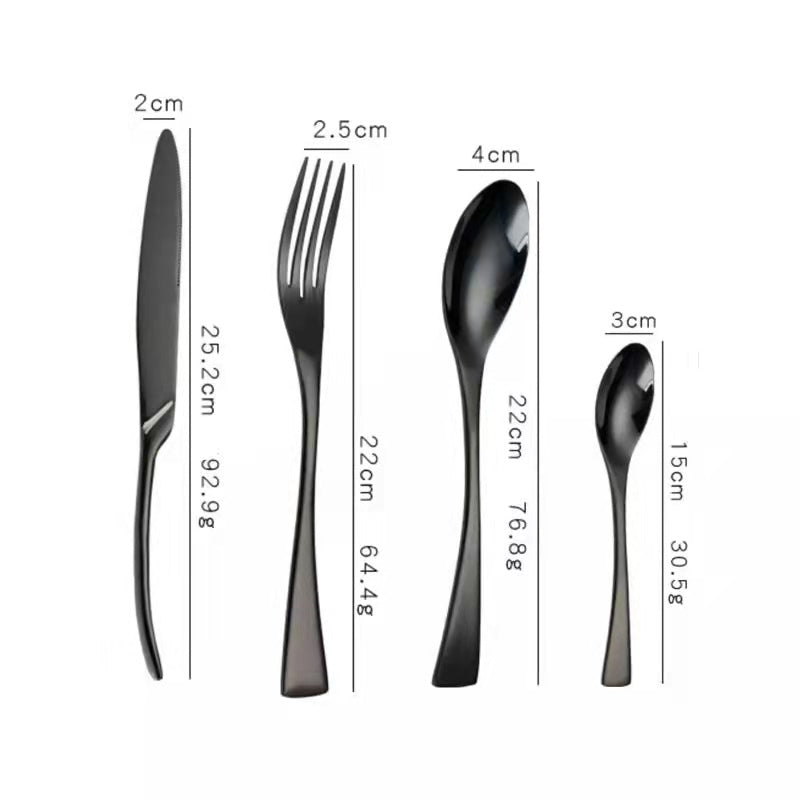 Avelena – Luxuriöses schwarzes Besteckset aus Edelstahl (24/42/48/84-teilig)