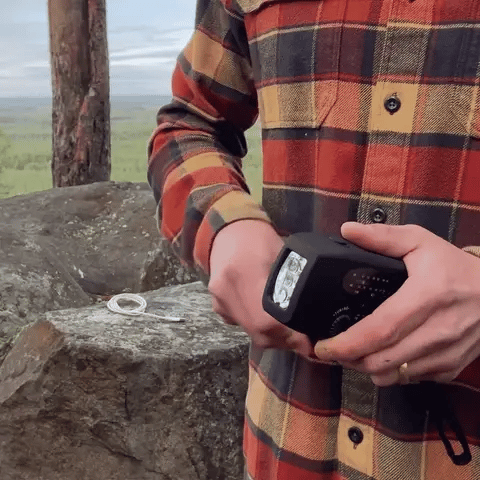 Avelena | Tragbares Aufziehradio | AM/FM, Wetterberichte & Eingebauter Powerbank für Notfallvorsorge