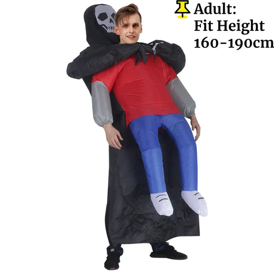 Avelena | Aufblasbares Gespenstkostüm mit schwarzem Umhang und Maske – Halloween Unisex Outfit