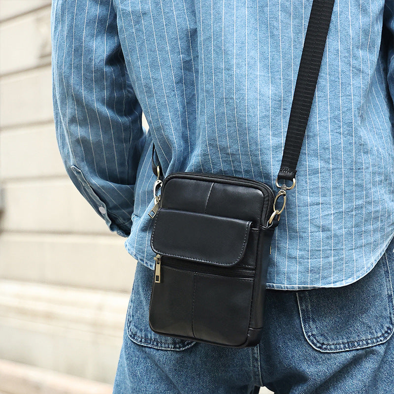Avelena | Herren Kleine Echtleder Schultertasche – Kompakte Umhängetasche mit verstellbarem Riemen