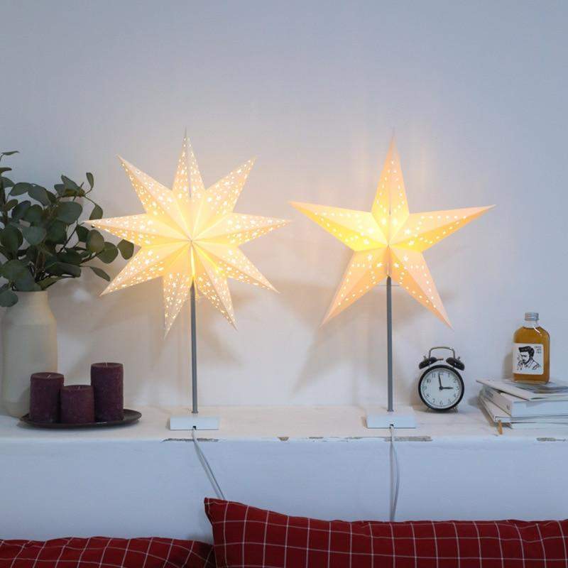 Avelena | StellarGlow | Strahlende LED-Stern-Tischlampe – Holzfuß Umgebungslicht für Schlafzimmer & Wohnzimmer Dekor